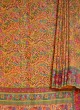 Yellow Pashmina Silk Saree With Woven Work